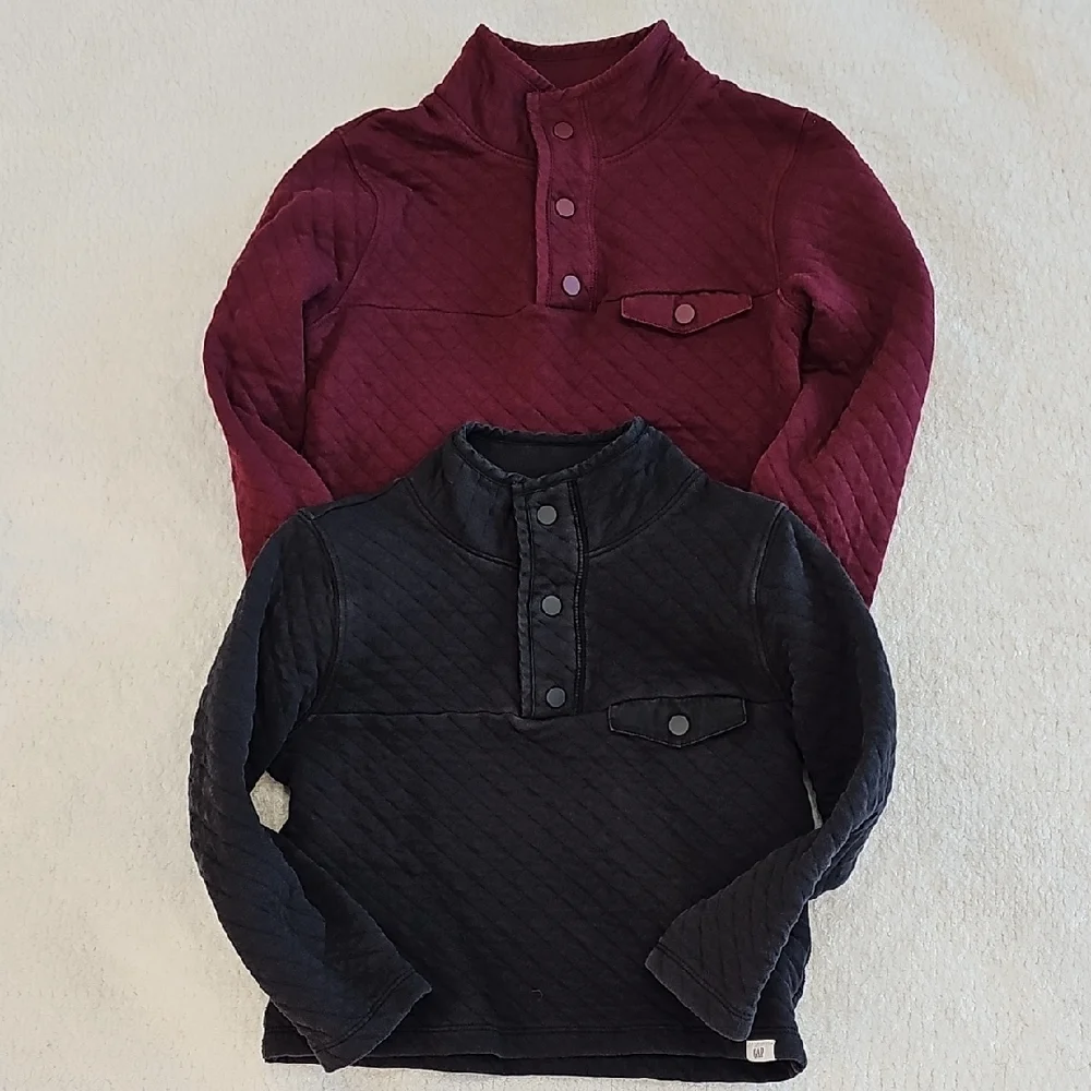 GAP set Of 2 Quilted Pullover Mockneck Sweatshirts
